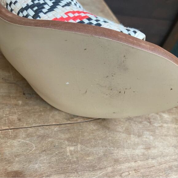 J Crew Mules Heels size 10 Marlow Southwestern wicker aztec white NEW - Picture 8 of 10